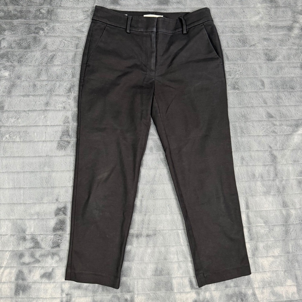 LOFT The Riviera Slim Pants Womens 4P Black Petite Cotton Blend Stretch Trousers